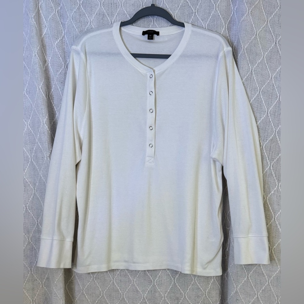 J.Crew White Thermal Henley 3X